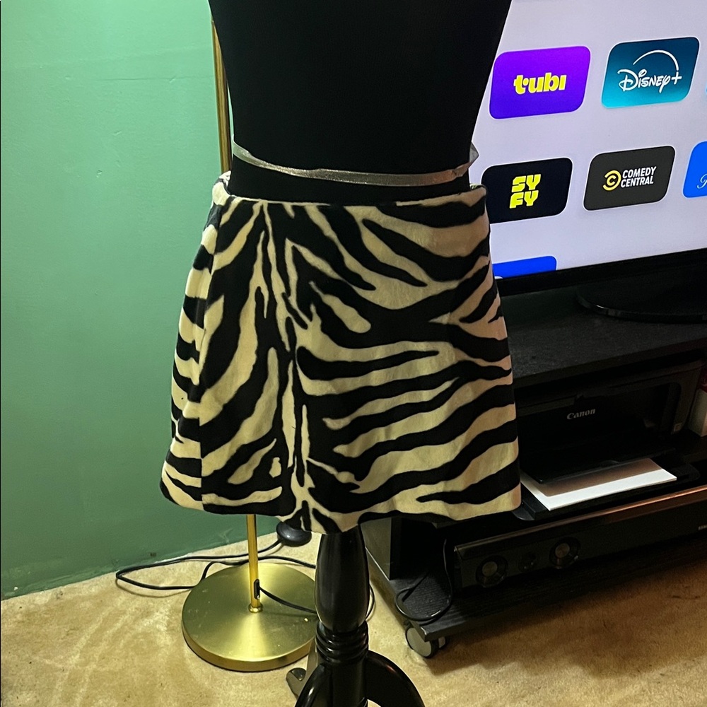 Express Zebra Print Mini Skirt